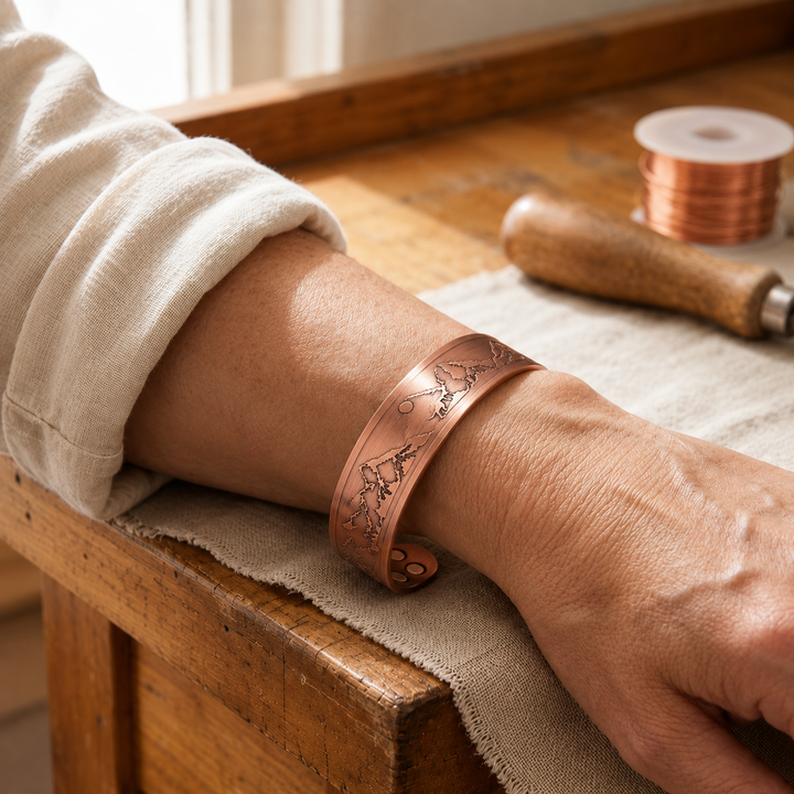 Elaine's Howling Wolves Copper Bracelet