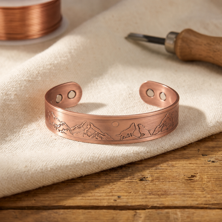 Elaine's Howling Wolves Copper Bracelet