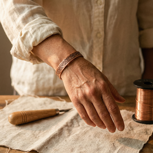 Elaine's Moss Copper Bracelet
