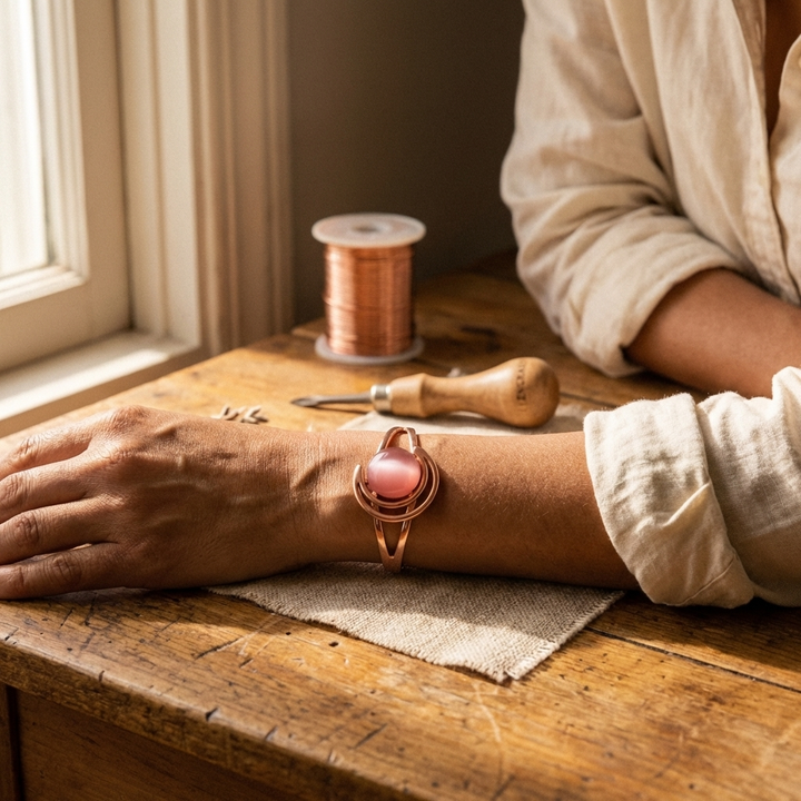 Elaine's Sphere Pink Copper Bracelet