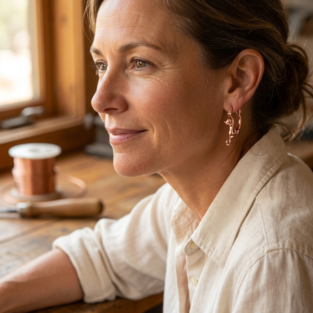 Elaine's Swirl Copper Earrings